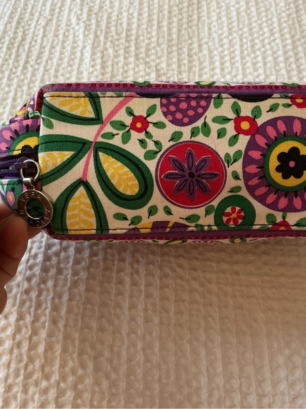 Vera Bradley Quilted Floral Cosmetic Pouch in Purple, Pink, Green & Yellow